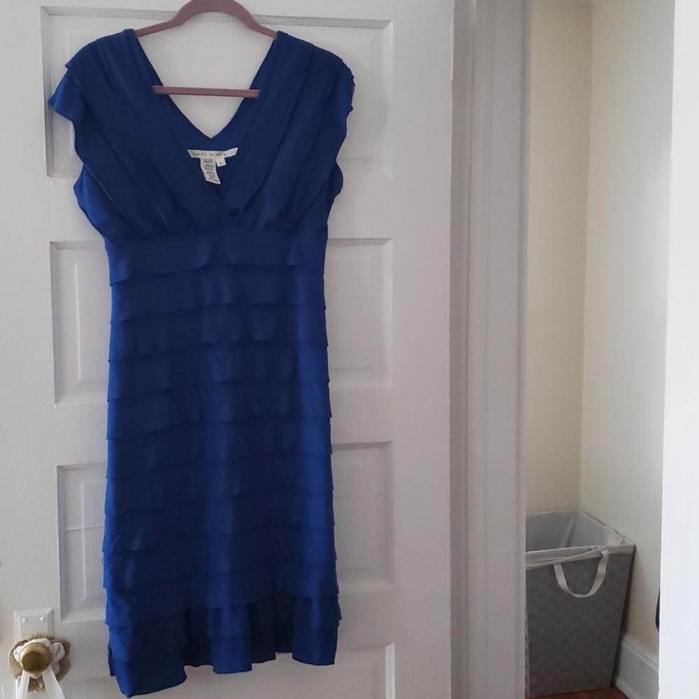 MAX Studio Blue Ribbed Dress sz L